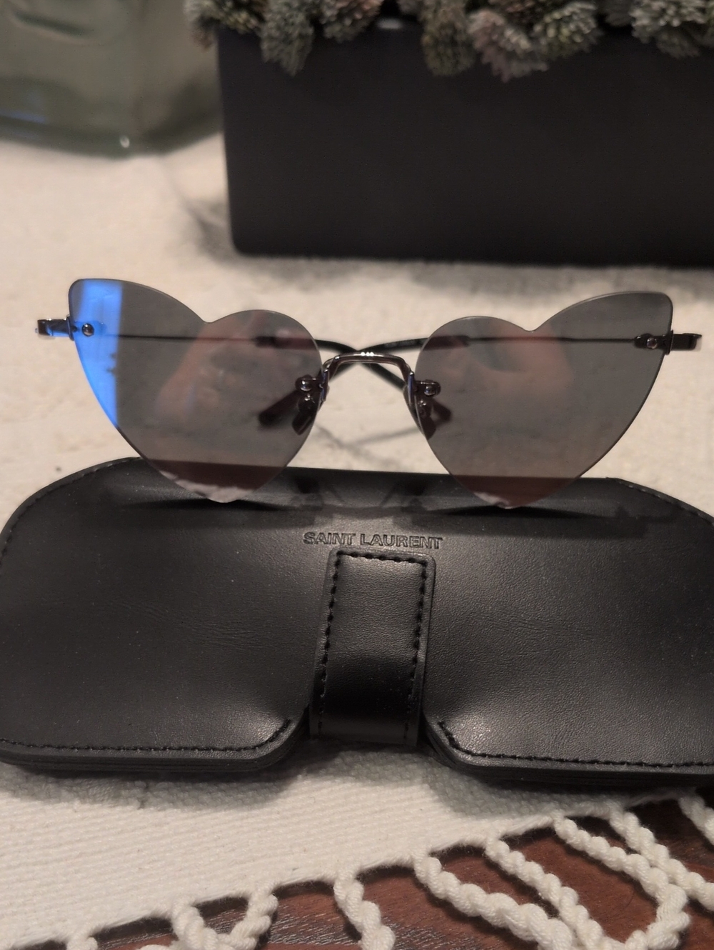 SAINT LAURENT Loulou Mirrored Heart Sunglasses
